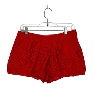 Thakoon Addition Bubble Shorts Women 6 Red Eyelet Lace High Waist Boho Summer